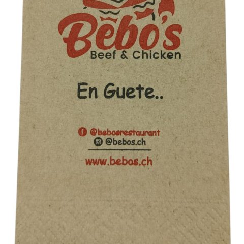 33×24 cm 1/6 Garson Katlama Logo Baskılı Kraft Peçete