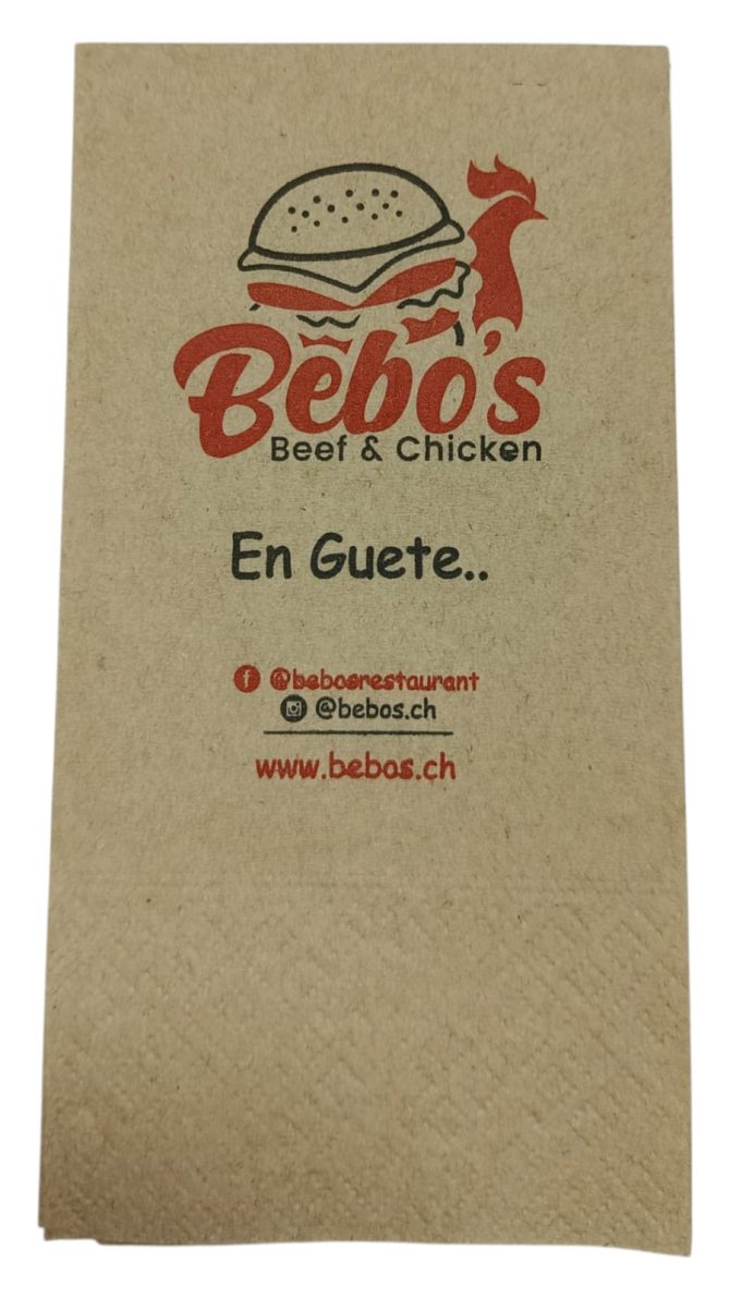 33×24 cm 1/6 Garson Katlama Logo Baskılı Kraft Peçete