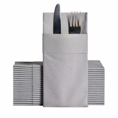 40×40 cm 1/8 Garson Katlama Gri Cepli Airlaid Peçete