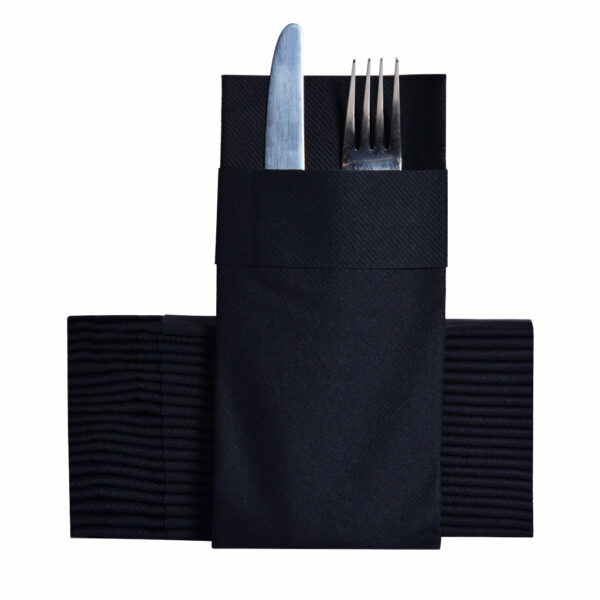 40×40 cm 1/8 Garson Katlama Siyah Cepli Airlaid Peçete